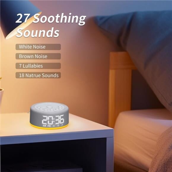 Sound Machine Alarm Clock Night Light White Noise Machine with 27 - Picture 3 of 8